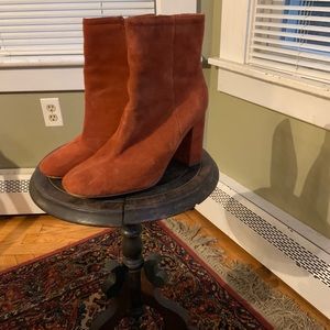 Faux suede rust orange booties